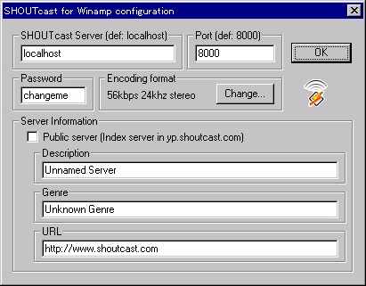 SHOUTcast Source Configure
